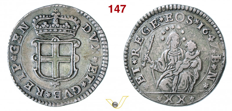 GENOVA - DOGI BIENNALI - III fase (1637-1797) Lira 1647 D/ Stemma coronato R/ La...