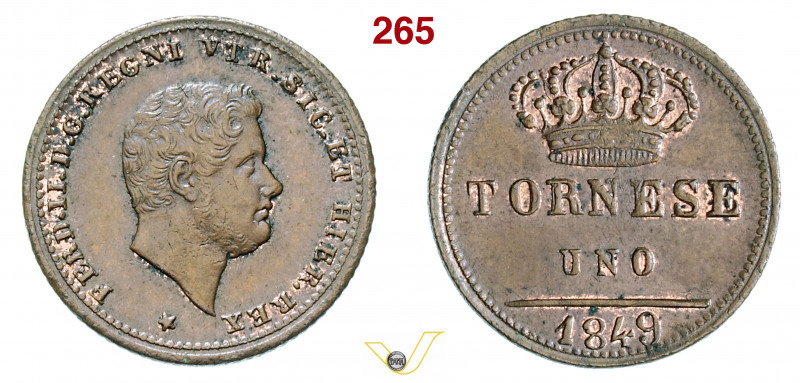 NAPOLI - FERDINANDO II DI BORBONE (1830-1859) Tornese 1849 MIR 533/2 Cu g 3,12 m...