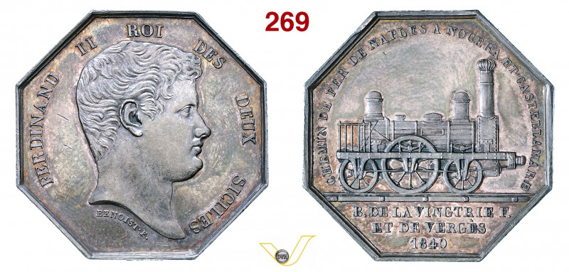 NAPOLI - FERDINANDO II DI BORBONE (1830-1859) Medaglia ottagonale 1840 per l'ina...