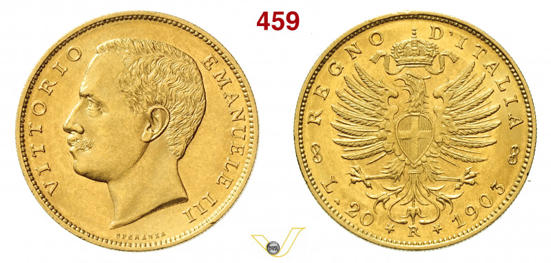 VITTORIO EMANUELE III (1900-1946) 20 Lire 1903 "Aquila sabauda". Roma MIR 1125b ...