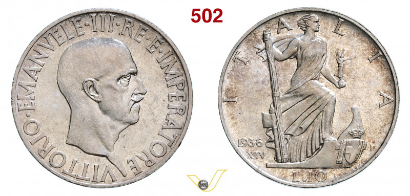 VITTORIO EMANUELE III (1900-1946) 10 Lire 1936 XIV "Impero". Roma MIR 1133a Paga...