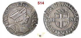 CARLO II, il Buono (1504-1553) Testone di II tipo s.d. Bourg D/ Busto corazzato con berretto R/ Stemma sormontato da nodo d'amore e accanto FE RT MIR ...