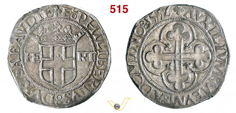 EMANUELE FILIBERTO (1553-1580) 4 Grossi 1556 D/ Stemma coronato accantonato da F...