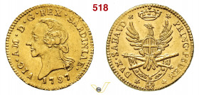 VITTORIO AMEDEO III (1773-1796) Mezza Doppia 1787 Torino MIR 984b Mont. 317 Au g 4,55 mm 21 SPL/q.FDC