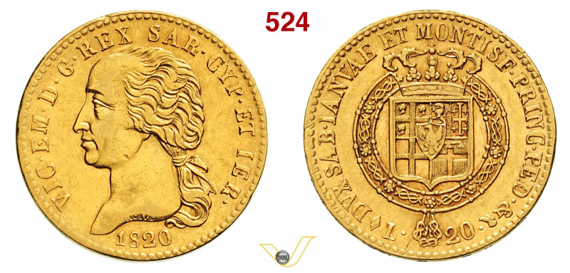 VITTORIO EMANUELE I (1802-1821) 20 Lire 1820 Torino Pagani 8 Au g 6,43 mm 21 BB/...