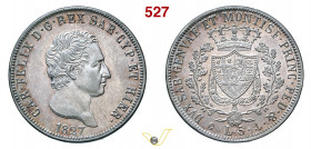 CARLO FELICE (1821-1831) 5 Lire 1827 Genova MIR 1035j Pagani 72 Ag g 25,08 mm 37 q.FDC