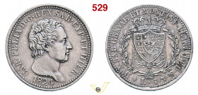 CARLO FELICE (1821-1831) Lira 1824 Torino Pagani 96 Ag g 4,95 mm 23 BB+