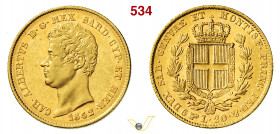 CARLO ALBERTO (1831-1849) 20 Lire 1842 Torino MIR 1045t Pagani 194 Mont. 65 Au g 6,44 mm 21 q.SPL/SPL