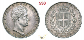 CARLO ALBERTO (1831-1849) 5 LIRE 1844 Genova Pagani 255 Ag g 25,02 mm 37 SPL