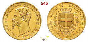 VITTORIO EMANUELE II, Re di Sardegna (1849-1861) 20 Lire 1858 Genova Varesi 88 Pagani 352 Au g 6,44 mm 21 • Stato Zecca ! FDC