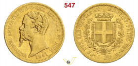 VITTORIO EMANUELE II, Re di Sardegna (1849-1861) 20 Lire 1861 Torino Au mm 21 q.BB