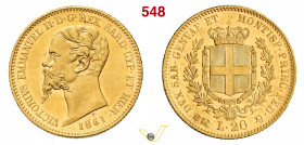 VITTORIO EMANUELE II, Re di Sardegna (1849-1861) 20 Lire 1861 Torino Varesi 95 Au g 6,45 mm 21 q.FDC