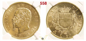 VITTORIO EMANUELE II (1861-1878) 20 Lire 1874 Milano MIR 1078q Pagani 470 Au g 6,45 circa mm 21 (NGC MS62) SPL