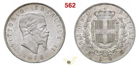 VITTORIO EMANUELE II (1861-1878) 5 Lire 1870 Milano MIR 1082j Pagani 490 Ag g 25,08 mm 37 FDC