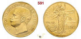 VITTORIO EMANUELE III (1900-1946) 50 Lire 1911 "cinquantenario". Roma Pagani 656 Au g 16,1 circa mm 28 • Sigillata SPL+ da Egidio Ranieri