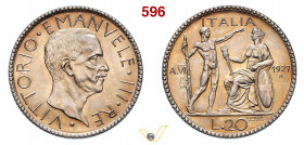 VITTORIO EMANUELE III (1900-1946) 20 Lire 1927 VI "littore". Roma MIR 1128b Pagani 672 Ag g 15,00 mm 35 FDC