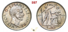 VITTORIO EMANUELE III (1900-1946) 20 Lire 1928 VI "littore". Roma MIR 1128c Pagani 673 Ag g 15,02 mm 35 • Bella patina q.FDC