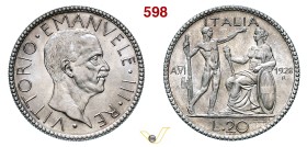 VITTORIO EMANUELE III (1900-1946) 20 Lire 1928 VI "littore". Roma Pagani 673 Ag g 15,00 mm 35 q.FDC