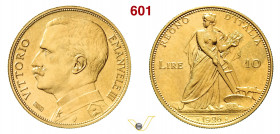 VITTORIO EMANUELE III (1900-1946) 10 Lire 1926 "aratrice". Roma MIR 1131c Pagani 689 Au g 3,22 mm 19 • Solo 40 esemplari coniati ! Imperfezione superf...