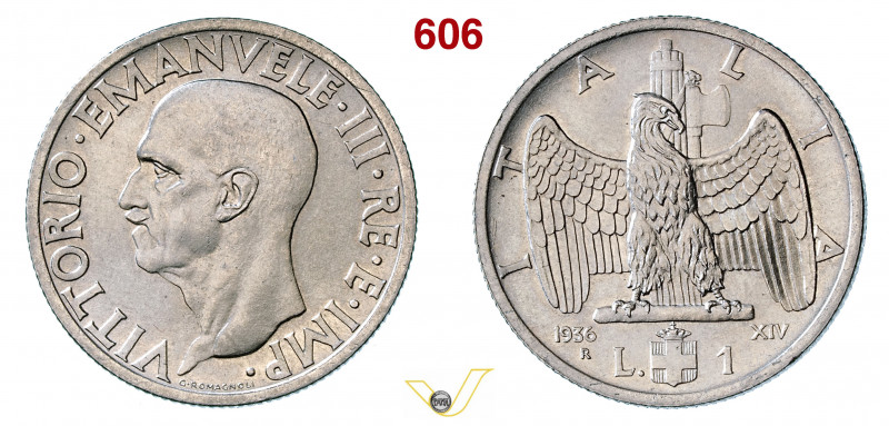 VITTORIO EMANUELE III (1900-1946) Lira 1936 XIV Roma MIR 1149A Pagani 789 Ni g 7...