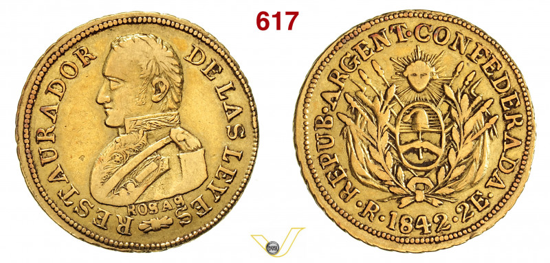 ARGENTINA - La Rioja - 2 Escudos 1842 Fb. 11 Kr. 13 Au g 6,51 mm 23 MB/BB