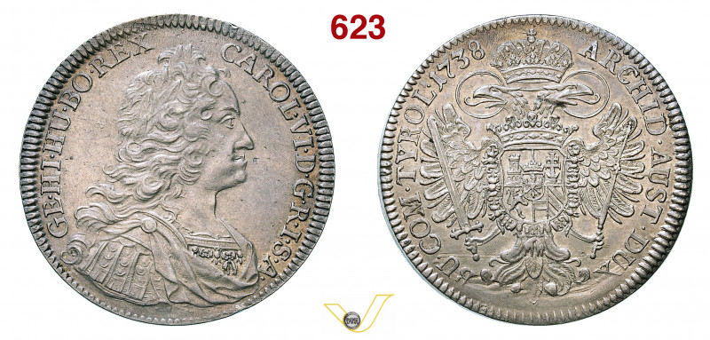 AUSTRIA - CARLO VI (1711-1740) Tallero 1733 Hall Dav. 1055 Ag g 28,75 mm 42 SPL