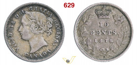 CANADA - VITTORIA (1837-1901) 10 Cents 1875 Heaton Kr. 3 Ag g 2,30 mm 18 • Key date ! BB