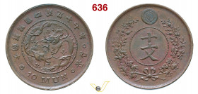 COREA - YI HYONG 10 Mun 497 (1888) Kr. 1102 Cu g 6,34 mm 28 SPL