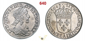 FRANCIA - LUIGI XIII (1610-1643) 1/4 di Scudo 1643 Parigi Gad. 48 Ag g 6,86 mm 28 • Metallo lucente; di elevata conservazione SPL÷FDC