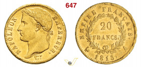 FRANCIA - NAPOLEONE I (1804-1814) 20 Franchi 1813 Parigi Gad. 1025 Ag g 6,46 mm 24 SPL÷FDC