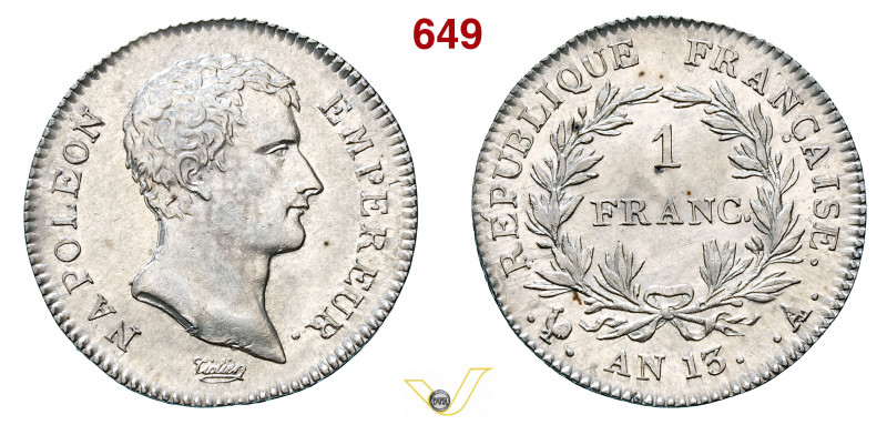 FRANCIA - NAPOLEONE I (1804-1814) 1 Franco A. 13 Parigi Kr. 656 Gad. 443 Ag g 4,...