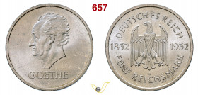 GERMANIA - REPUBBLICA DI WEIMAR 5 Marchi 1932 A Berlin Dav. 974 Ag g 24,90 mm 36 • Ex PCGS MS62+ SPL÷FDC