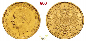 GERMANIA - Baden - FEDERICO II (1907-1918) 20 Marchi 1911 G. Fb. 3760 S. 3855 Au g 7,97 mm 22 • Colpetto q.SPL