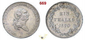 GERMANIA - Hessen/Kassel - GUGLIELMO I (1803-1821) Tallero 1820 Kassel Dav. 690 Ag g 22,04 mm 35 • Ex NGC Au55 BB÷SPL