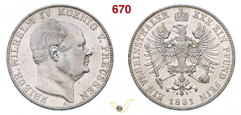 GERMANIA - Prussia - FEDERICO GUGLIELMO IV (1840-1861) Vereinstaler 1861 Berlino...