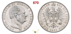 GERMANIA - Prussia - FEDERICO GUGLIELMO IV (1840-1861) Vereinstaler 1861 Berlino Dav. 775 Ag g 18,48 mm 33 • Prooflike SPL/FDC