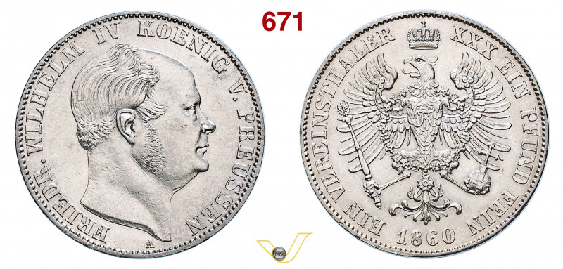 GERMANIA - Prussia - FEDERICO GUGLIELMO IV (1840-1861) Vereinstaler 1860 Berlino...