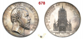 GERMANIA - Wurttemberg - CARLO (1864-1891) Doppio Tallero 1871 "Cattedrale di Ulm". Kassel Kr. 16a J. 87 Ag g 37,18 mm 41 • Fondi speculari SPL÷FDC