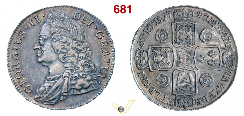 GRAN BRETAGNA - GIORGIO II (1727-1760) Crown 1743 DECIMO SEPTIMO. Londra Kr. 584...