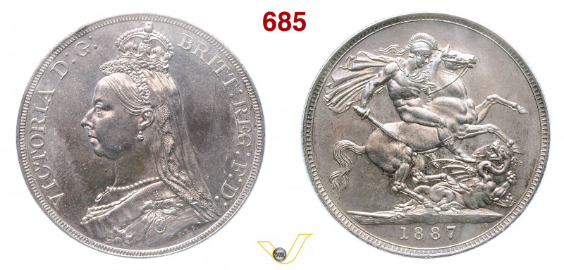 GRAN BRETAGNA - VITTORIA (1837-1901) Corona 1887. Kr. 765 Seaby 3921 Ag PCGS MS6...