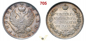 RUSSIA - ALESSANDRO I (1801-1825) Rouble 1820 St. Petersburg Hafner 26 Ag g 20,48 mm 36 • Bella patina q.FDC