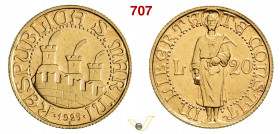 SAN MARINO - REPUBBLICA 20 Lire 1925, Roma. Au g 6,45 mm 21 • Colpetto SPL