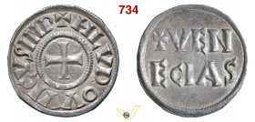 VENEZIA - LUDOVICO I, il Pio (0814-840) Denaro. Paolucci 2 Ag g 1,50 mm 20 R • Bell'esemplare. Ex Artemide XXXII, n. 480 SPL