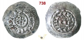 VENEZIA - OTTONE II o III DI SASSONIA (973-1002) Denaro scodellato Ag g 1,26 mm 21 ì • Ex Crippa 8, n. 88 (come Milano) q.SPL
