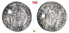 VENEZIA - GIOVANNI MOCENIGO (1478-1485) Mocenigo o Lira, sigle P (?) B Paolucci 2 Ag g 4,85 mm 30 RRR • Forata. Ex Varesi 58, "Venecias" n. 120 MB