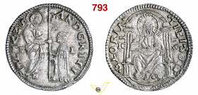 VENEZIA - ANDREA GRITTI (1523-1538) Marcelo o Mezza Lira, sigle P L Paolucci 6 Ag g 3,28 mm 27 • Ex Varesi 58, "Venecias" n. 153 SPL