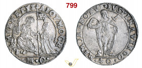VENEZIA - ALVISE I MOCENIGO (1570-1577) 40 Soldi con S. Giustina, sigle M C Paolucci 7 (questo es. illustrato) Ag g 9,05 mm 31 • Ex Varesi 58, "Veneci...