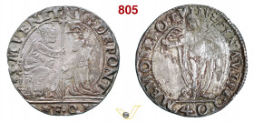VENEZIA - NICOLO' DA PONTE (1578-1585) 40 Soldi o Quarto di Giustina maggiore Paolucci 6 Ag g 8,12 mm 30 • Ex Sintoni 4, n. 1324. Graffi al rovescio p...