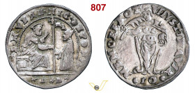 VENEZIA - NICOLO' DA PONTE (1578-1585) 10 Soldi o Sedicesimo di Giustina maggiore, sigle A D Paolucci 8 Ag g 2,16 mm 22 RR • Ex Varesi 59, n. 1017; fo...