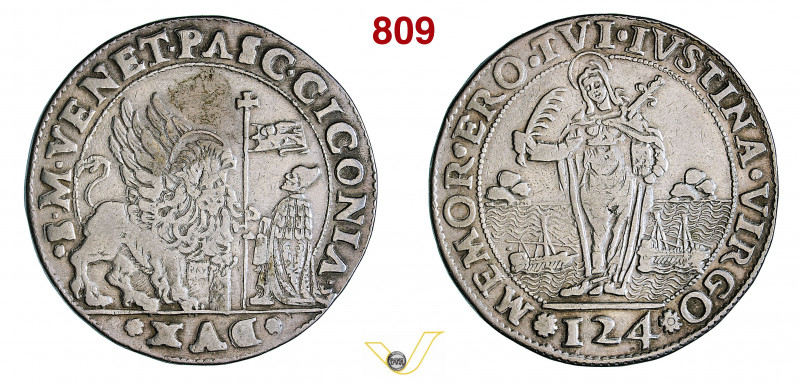 VENEZIA - PASQUALE CICOGNA (1585-1595) Ducato da 124 Soldi o Giustina minore, di...